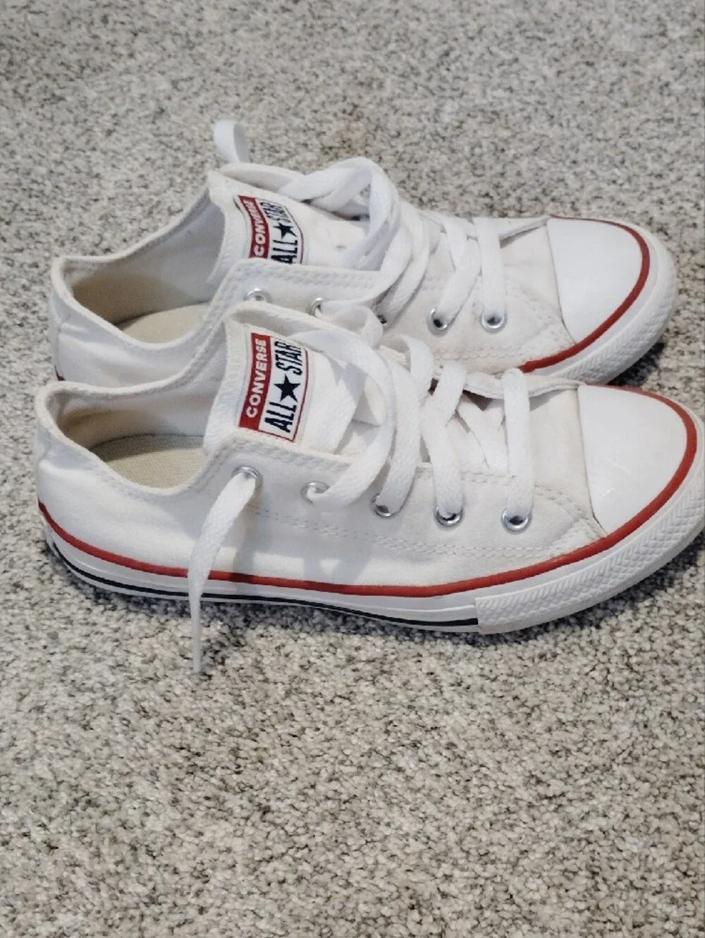 Converse Kids White Low-Top Sneakers with Red Trim